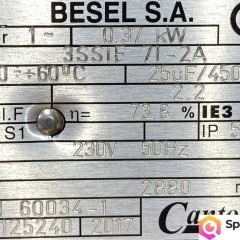 silnik elektryczny 0,37kW 2880obr. 1fazowy 230V BESEL IE3