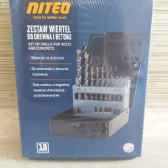 NAJTANIEJ Zestaw Wierteł Do Drewna i Betonu 18el + Etui Wysyłka