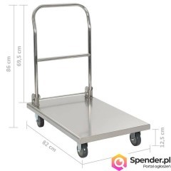 vidaXL Wózek platformowy, srebrny, 82x53x86 cm, stal nierdzewna (SKU:50919)
