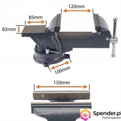 Imadło ŚLUSARSKIE 150 mm Obrotowe z Kowadłem 360