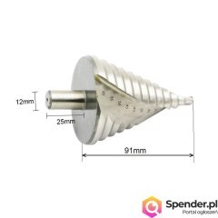 Wiertlo stozkowe wielo-stopniowe tytanowe  spiralne 6-60 mm