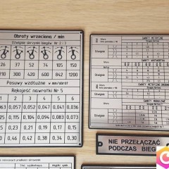 Tokarka TUE-35 Tabliczka Tabliczki Tabela Gwintów