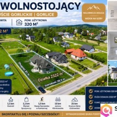 Dom wolnostojący 400m2 Działka 23a Brunary Gorlice