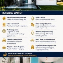 Parterowy dom z garażem i tarasem